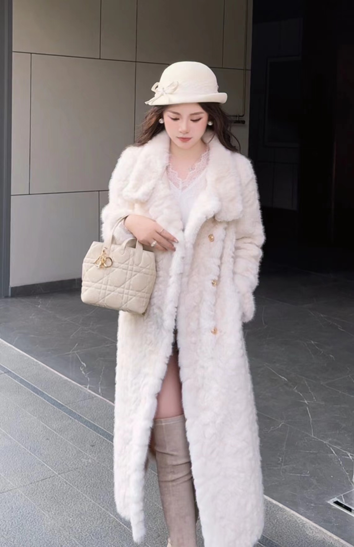 冬季仙女风时尚厚款女短外套小香风大衣大袖秋冬长款