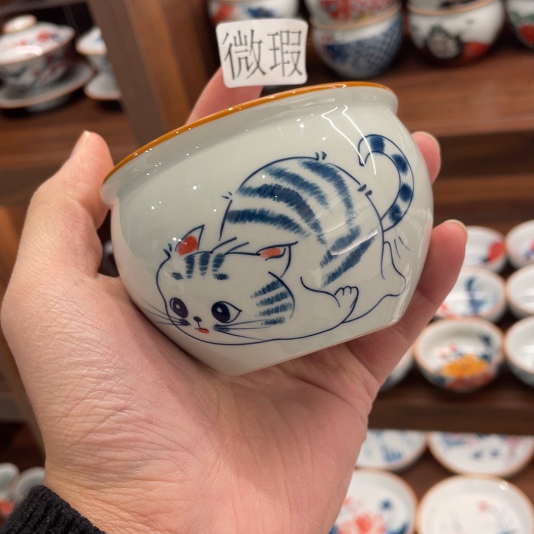 釉下手绘茶具微瑕