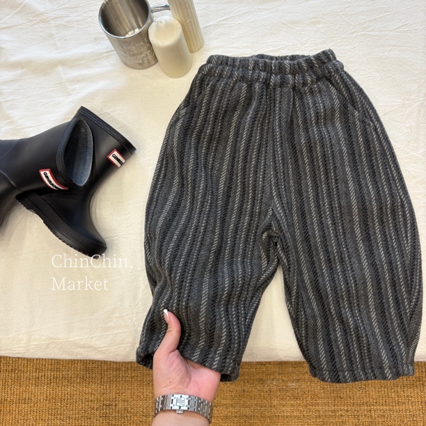 小香风·日系男童休闲裤加绒加厚秋冬款儿童冬装男孩呢料裤子条纹