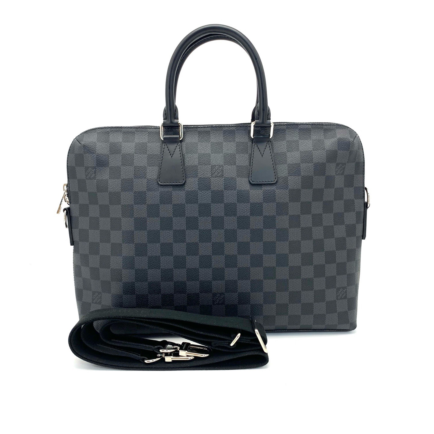 99新 LouisVuitton/路易威登 男士商务黑棋盘格公文包  尺寸36/27