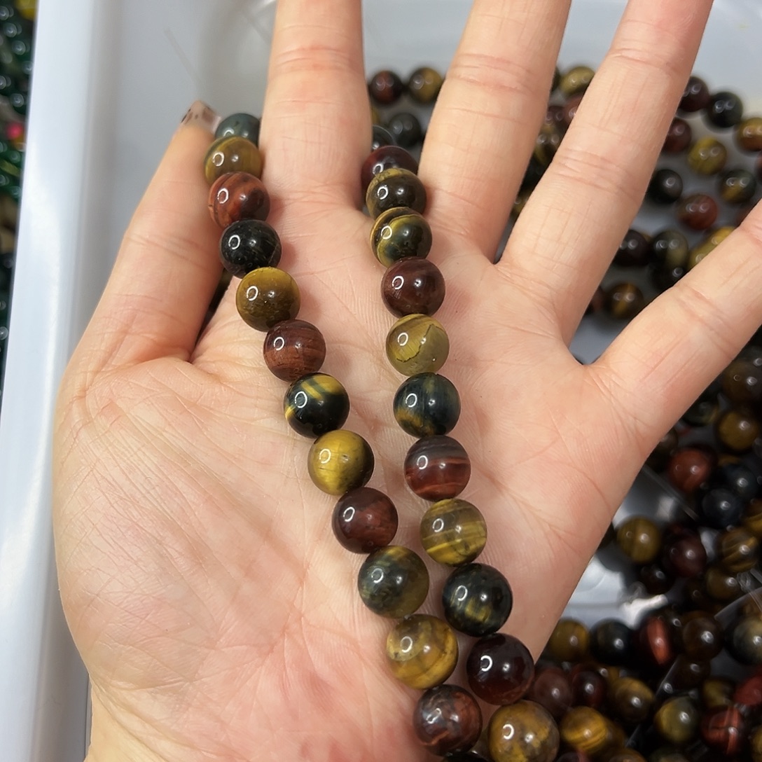 玛瑙/玉髓合金珠宝半成品，卡10彩虎眼一条