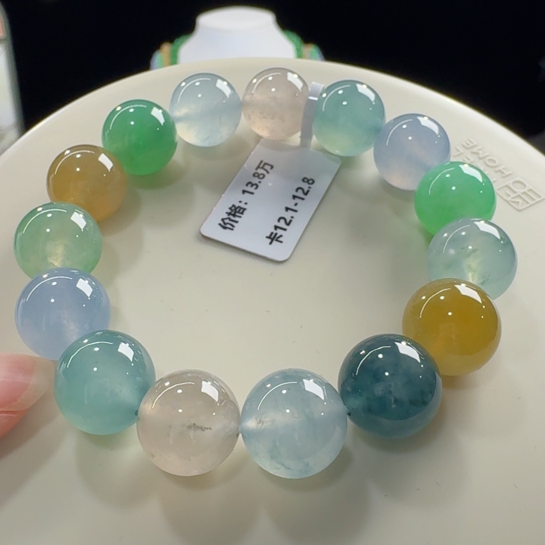 安***闪翡翠未镶嵌手链力力力推！多宝单圈卡12+闪闪的定金1