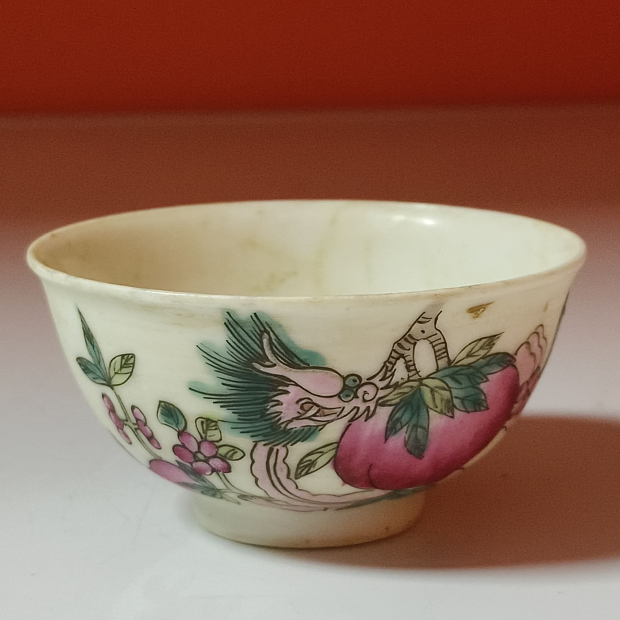 3691清同治 粉彩祥龙献寿纹品茗杯