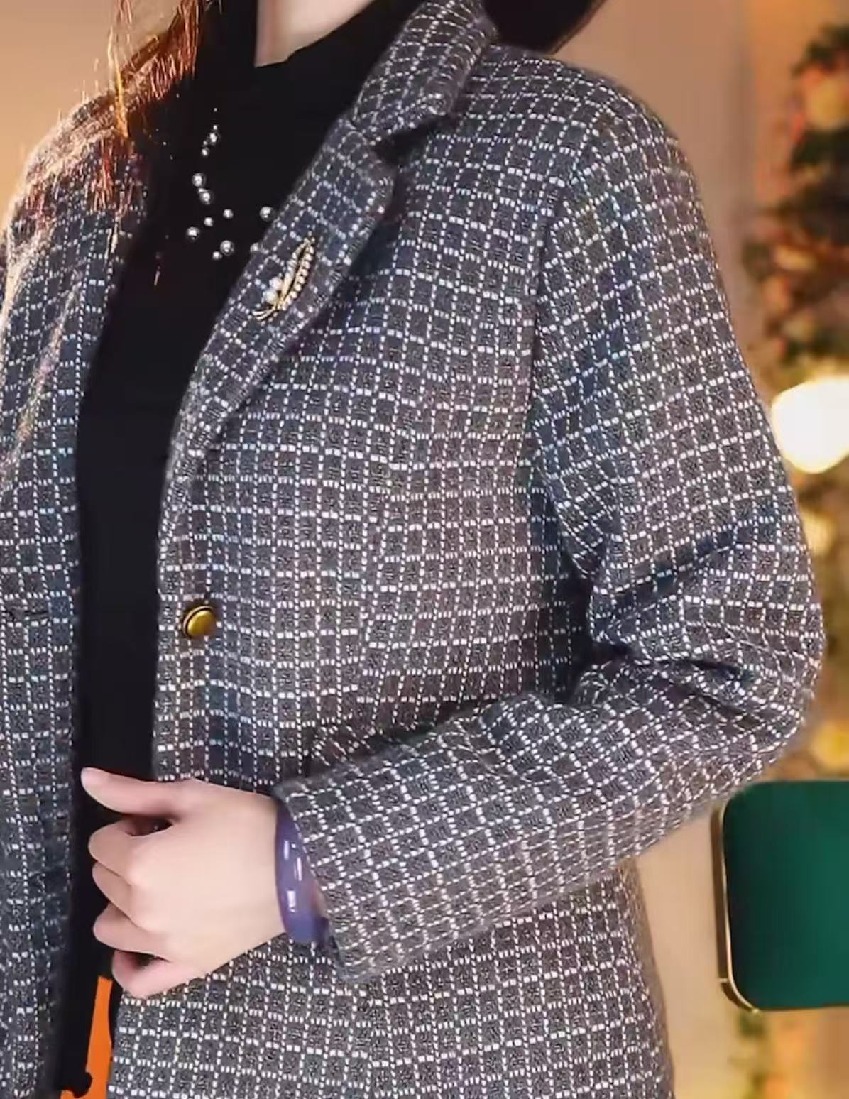 [星蒂]细腻格栅外套 勾勒含蓄气质蕴显高贵品格-1185