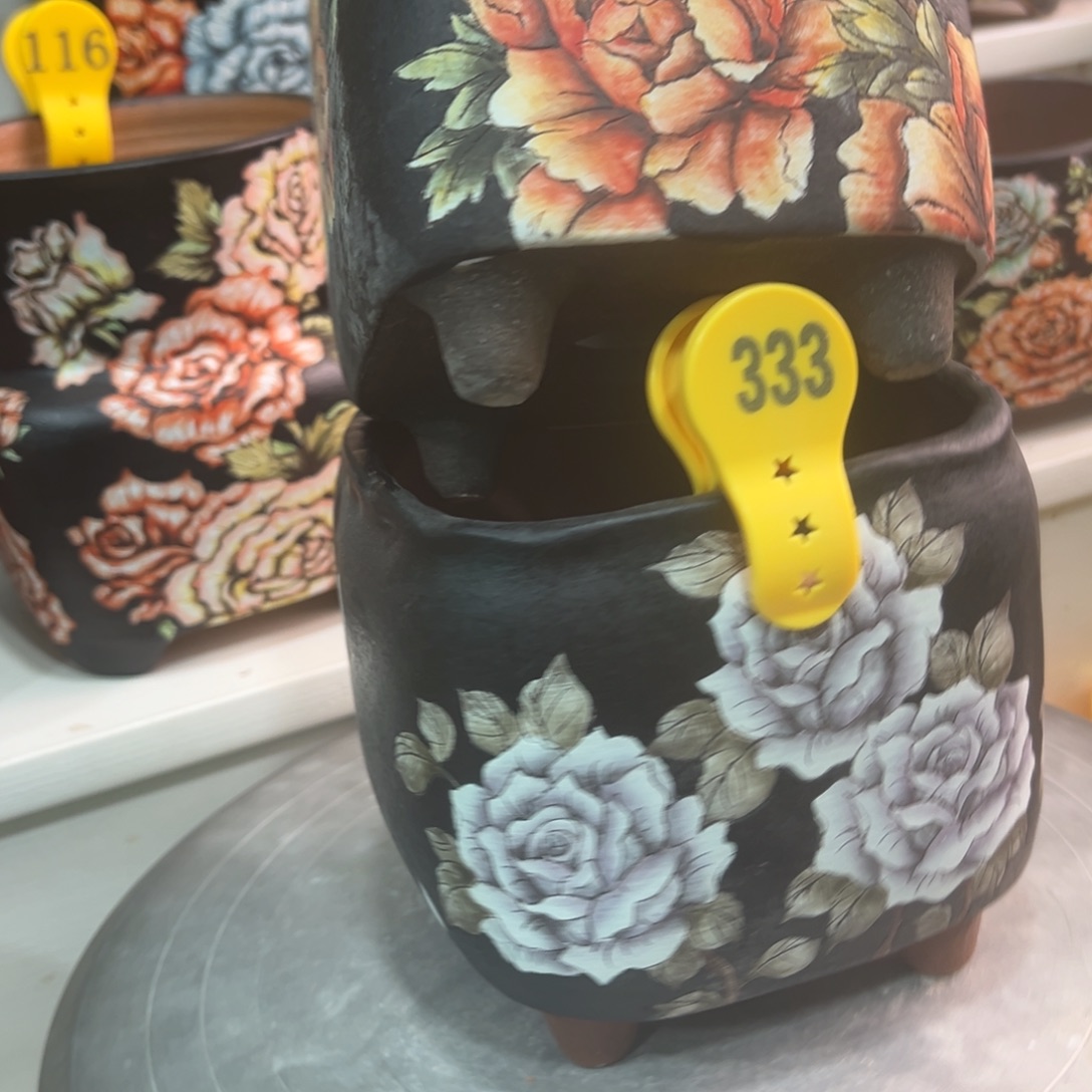 小***一花盆紫砂手绘花盆408