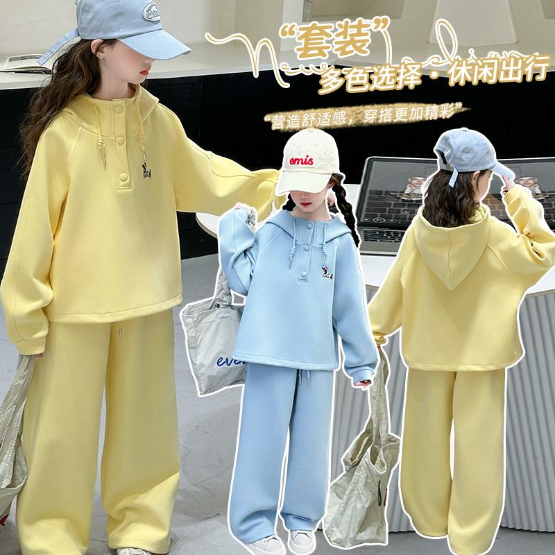 女童套装新款洋气儿童卫衣春装时髦女孩大童12-15岁春季运动童装