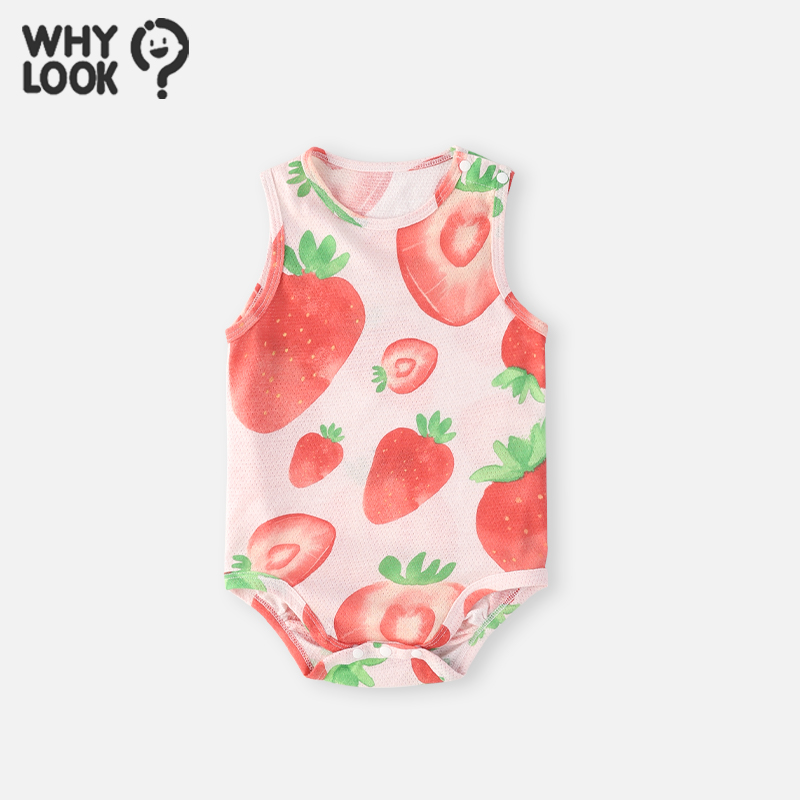 WHY LOOK婴儿衣服夏季薄款网孔宝宝包屁衣吊带背心透气网眼爬爬服