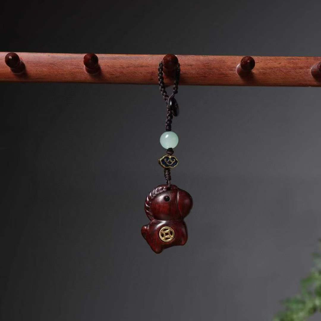 可爱小马木质挂件手把件工艺品无礼盒 A009