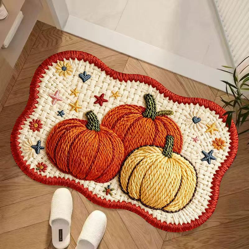 【60*90cm】小南瓜仿毛线浴室地垫可爱吸水防滑垫卫生间门口脚垫