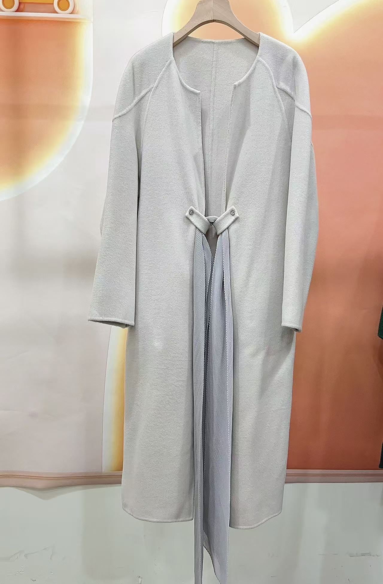 外套圆领毛呢外套T453