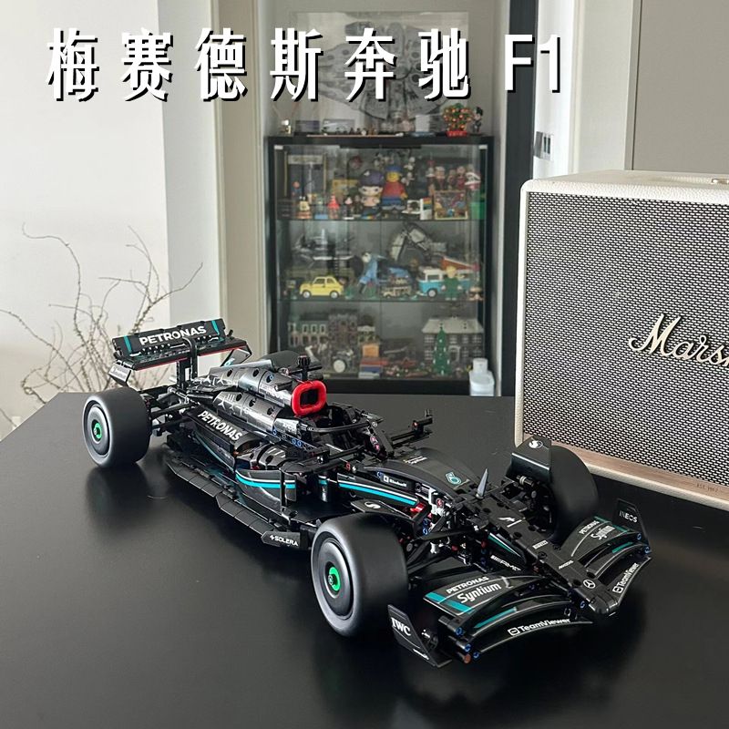 梅赛德斯奔驰F1方程式拼装积木遥控机械赛车男孩益智玩具