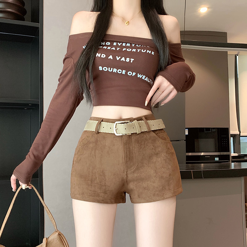 洋气衣服女鹿皮绒短裤女秋冬季外穿裤子2025新款高腰紧身打底裤热