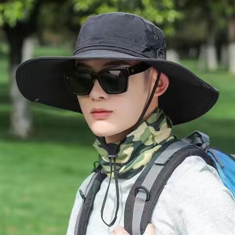 男士帽子户外防晒钓鱼帽 大沿遮阳时尚休闲渔夫帽 钓鱼登山奔尼帽