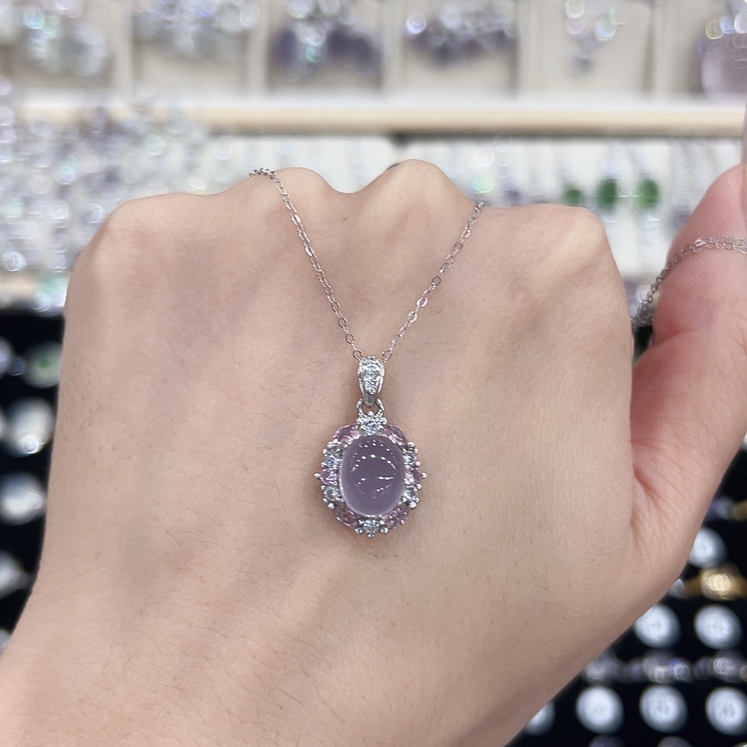 就***吗萤石吊坠银S925镶嵌