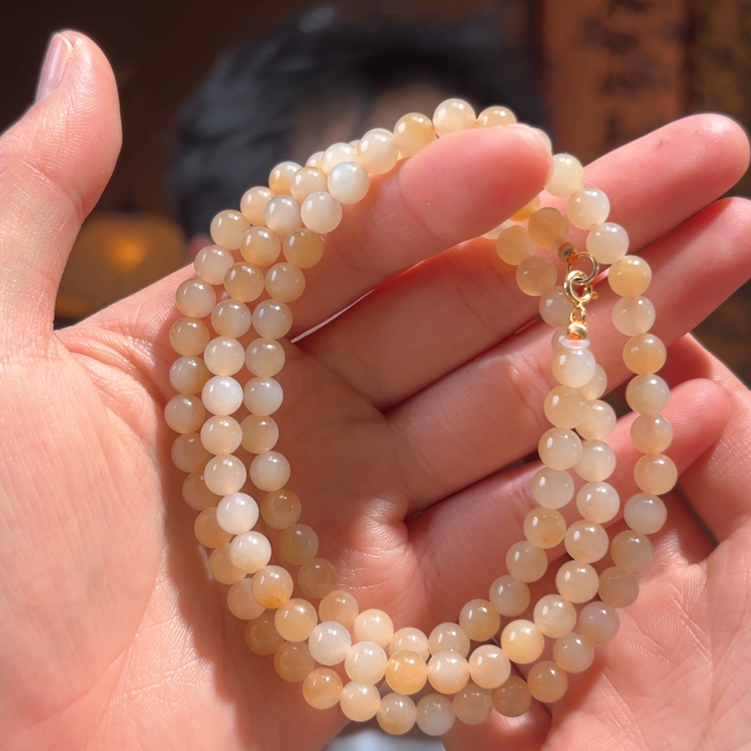 颈饰银S925镶嵌和田玉新疆金山糖白6mm950