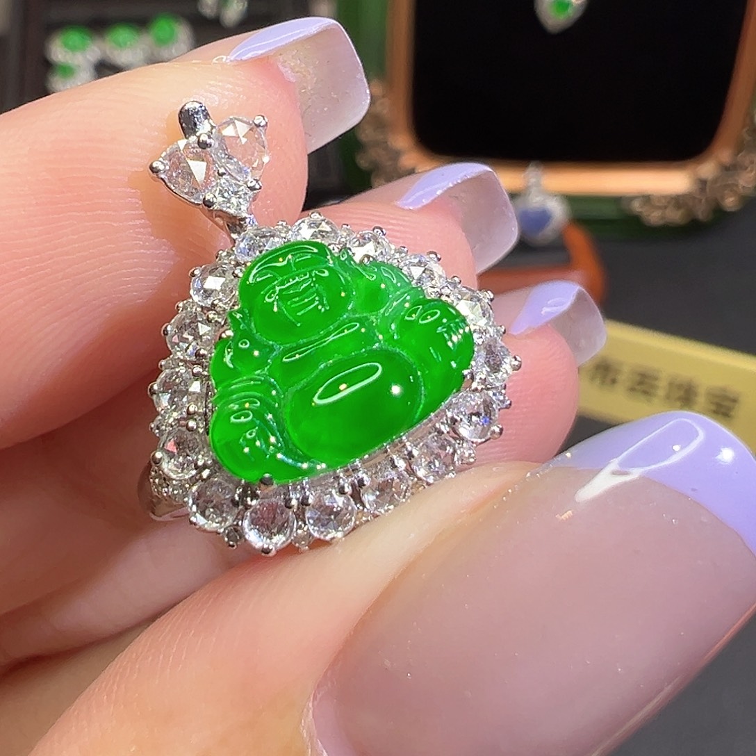 翡翠18K金镶嵌戒指两用款