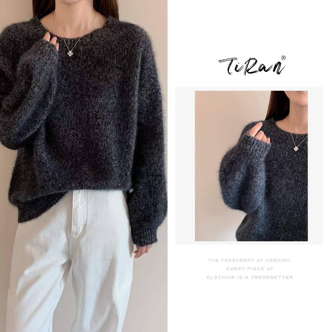 轻奢拉绒~现款100纯羊毛拉绒毛衣女款~G228