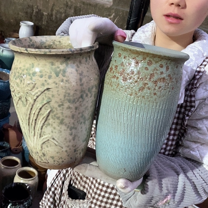 紫砂花盆瑕疵口15高24