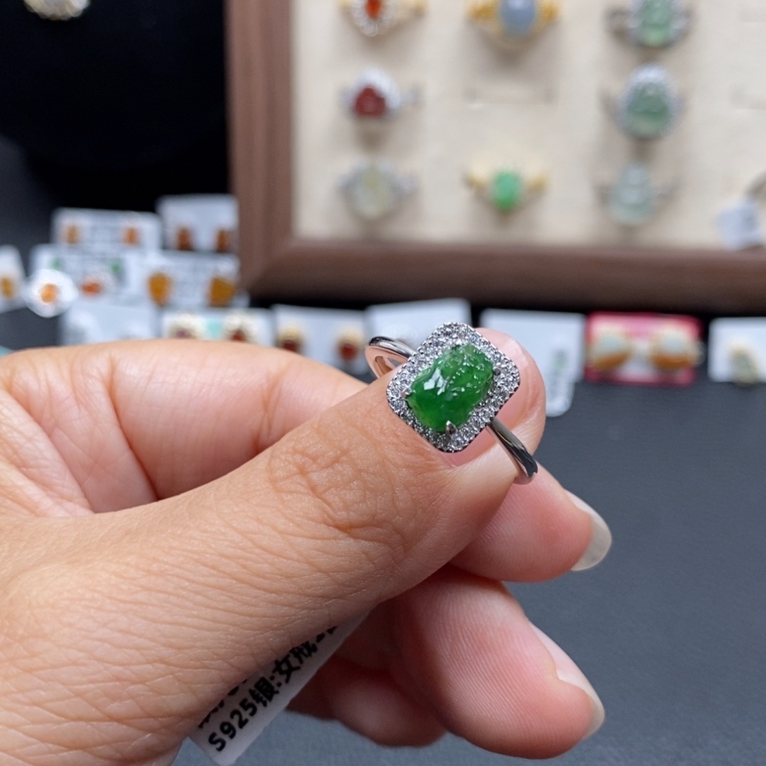 翡翠银S925镶嵌戒指