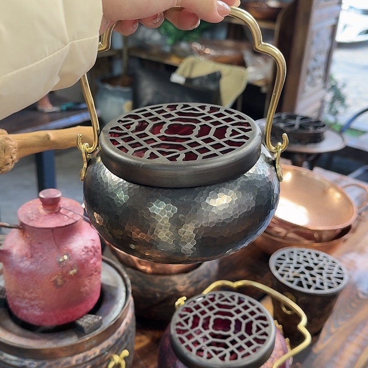 清***o紫铜手工制作提梁炭炉