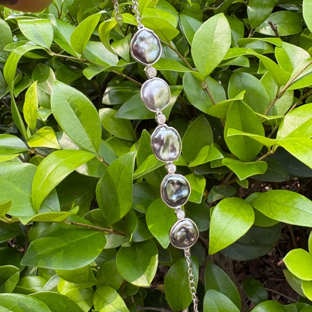 海水珍珠无核keshi珍珠镶嵌手链