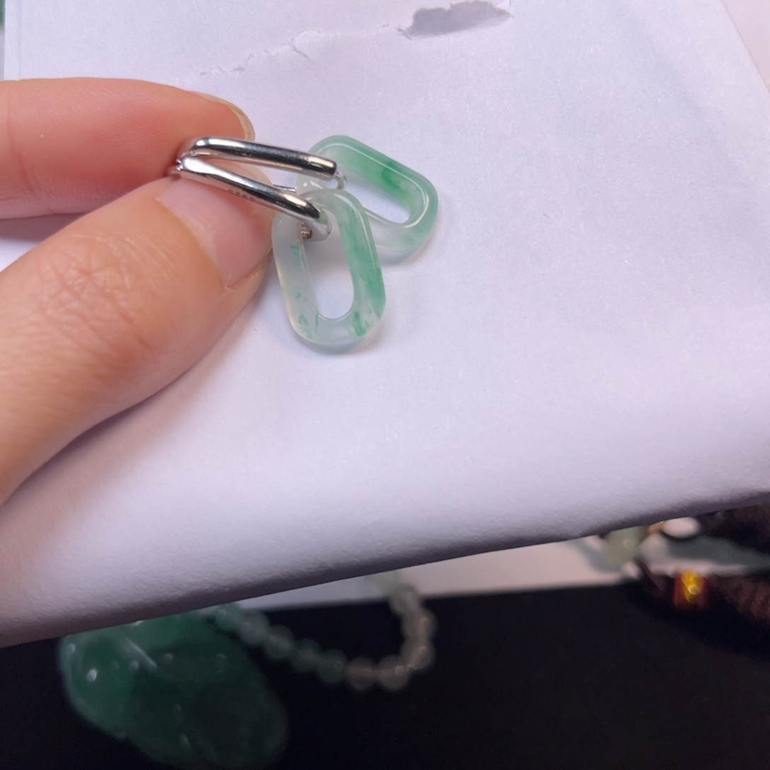 石英质玉耳坠银S925镶嵌