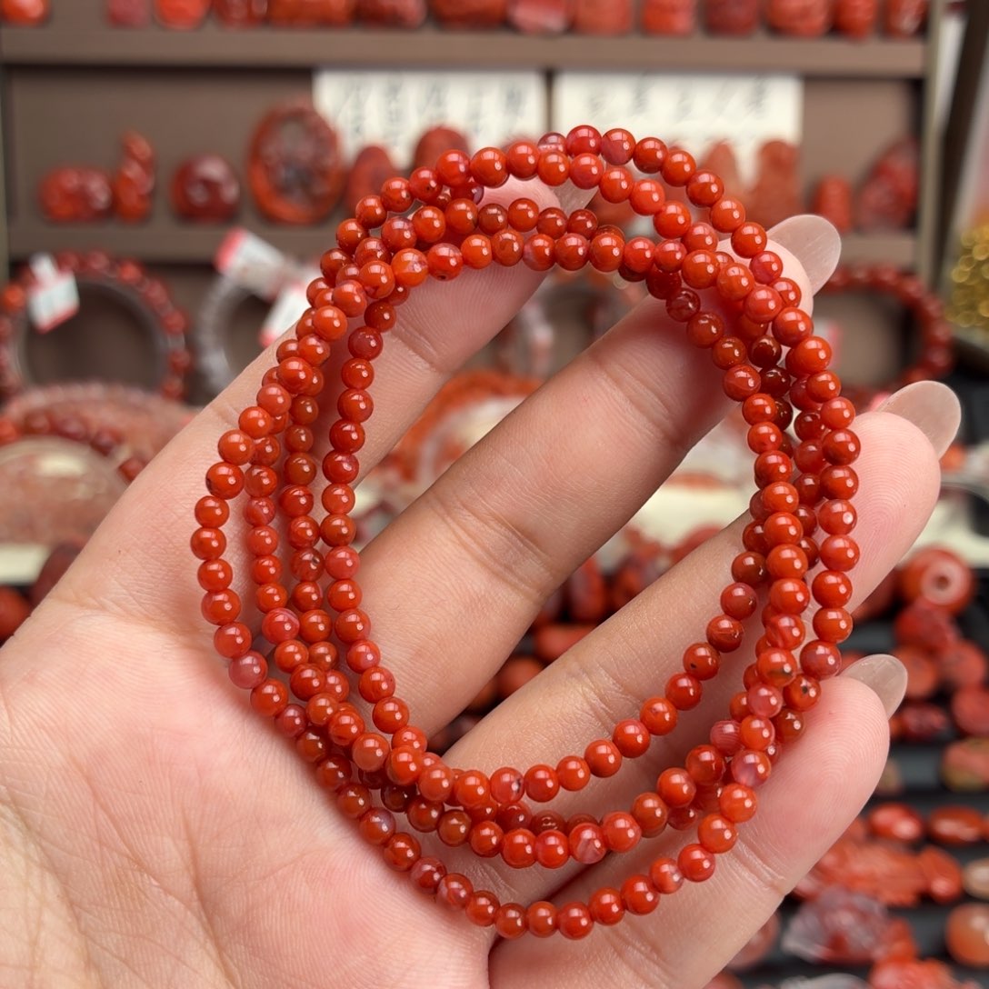 南红玛瑙未镶嵌颈饰3咪➕多圈手串