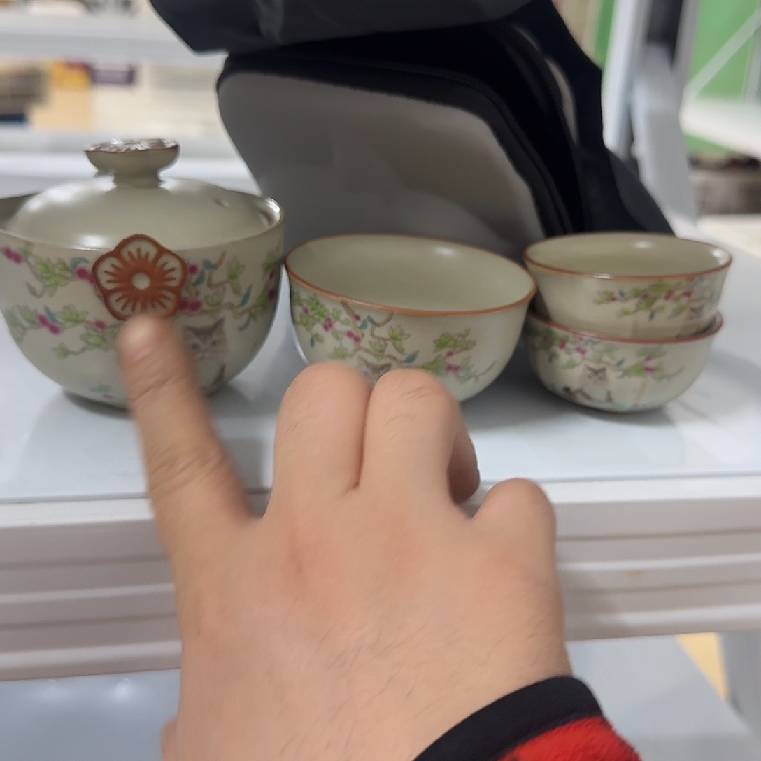 陶杯子花朵小猫旅行➕包