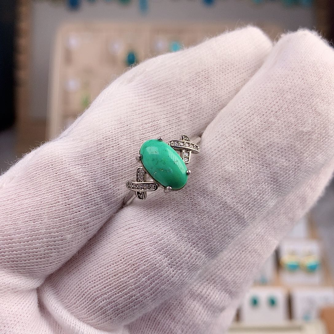 绿松石珠宝奇石银S925镶嵌