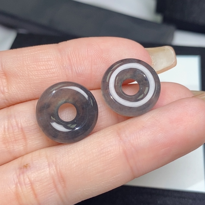 翡翠未镶嵌耳饰冰乌鸡甜甜圈