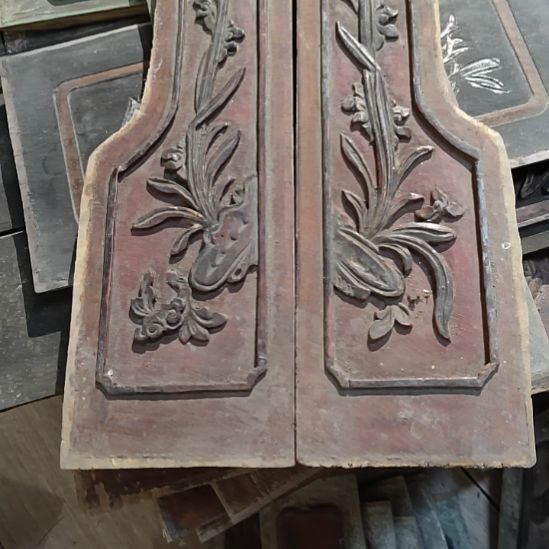 叩***道香榧木老木雕老花板一对