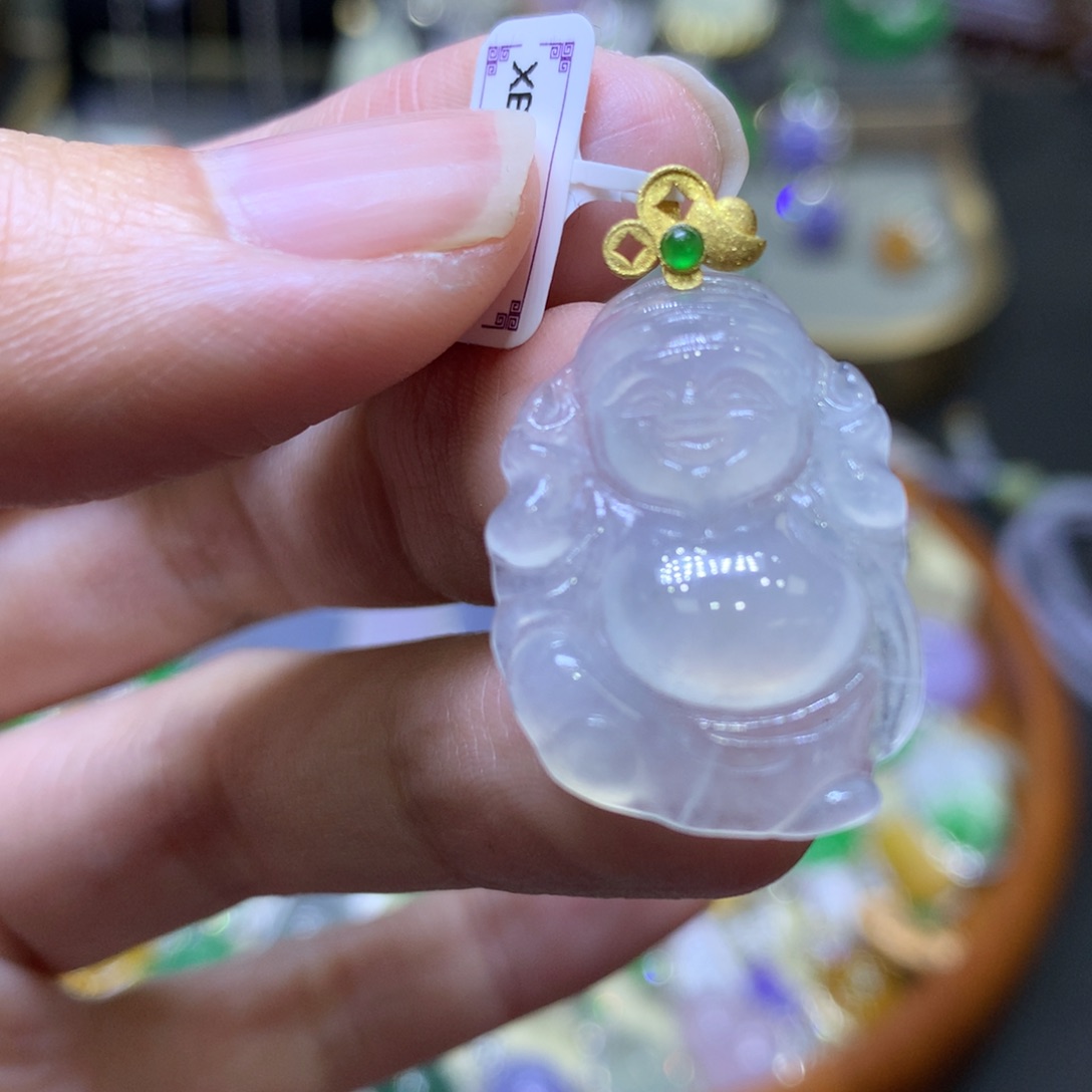 翡翠颈饰18K金镶嵌翡翠吊坠项链