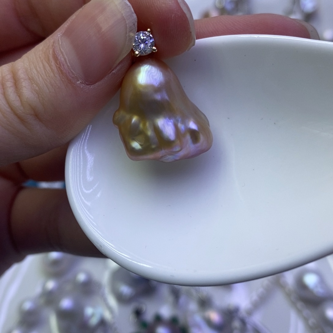 淡水珍珠吊坠(不含链)银S925镶嵌