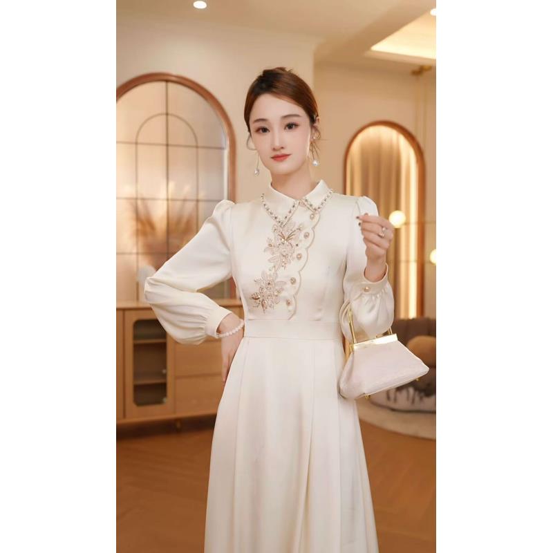 【琦琦】月下昙花 新品重工刺绣显瘦连衣裙XJ241L1021