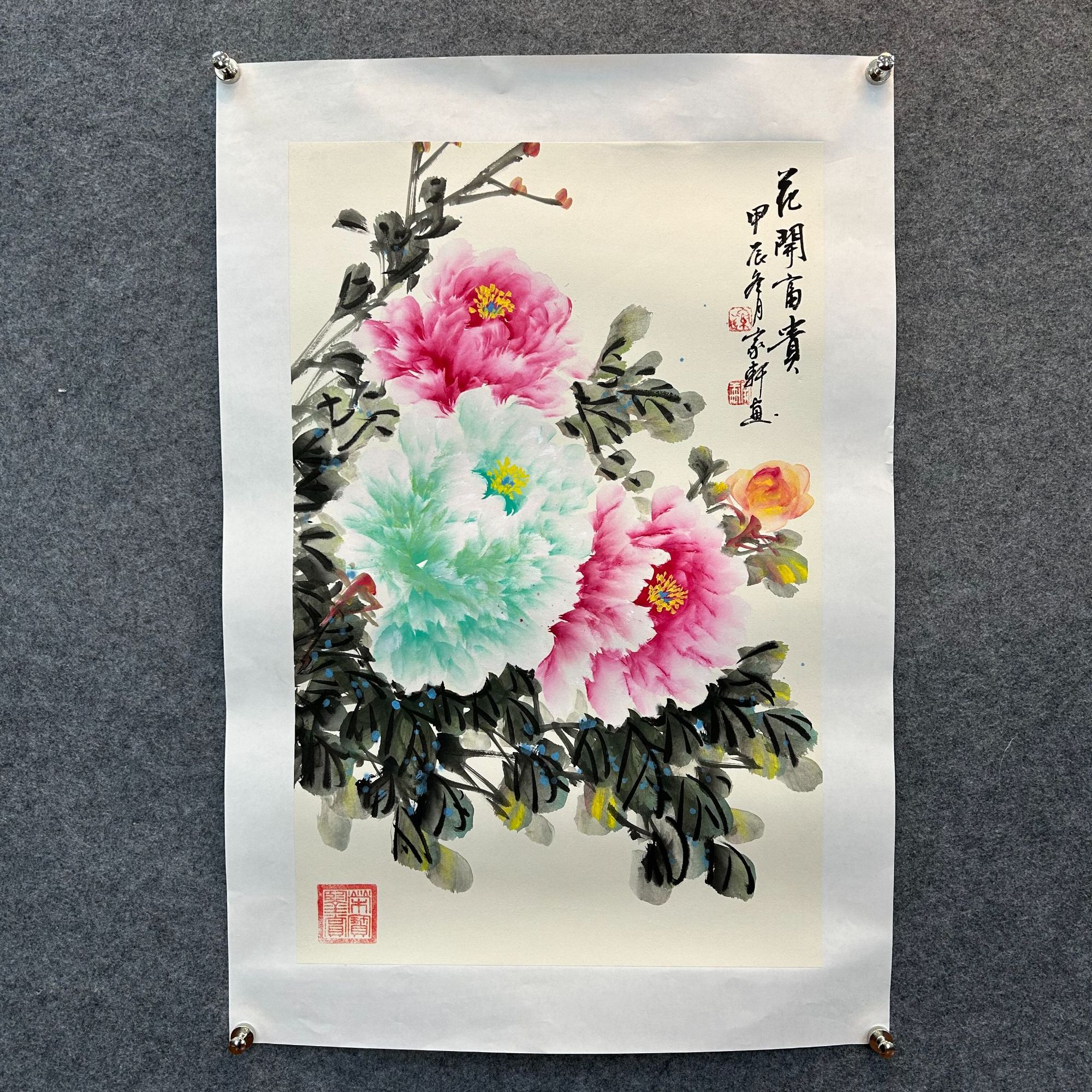 罗家轩《牡丹》国画挂客国画，挂客厅茶室书房，收藏、送礼
