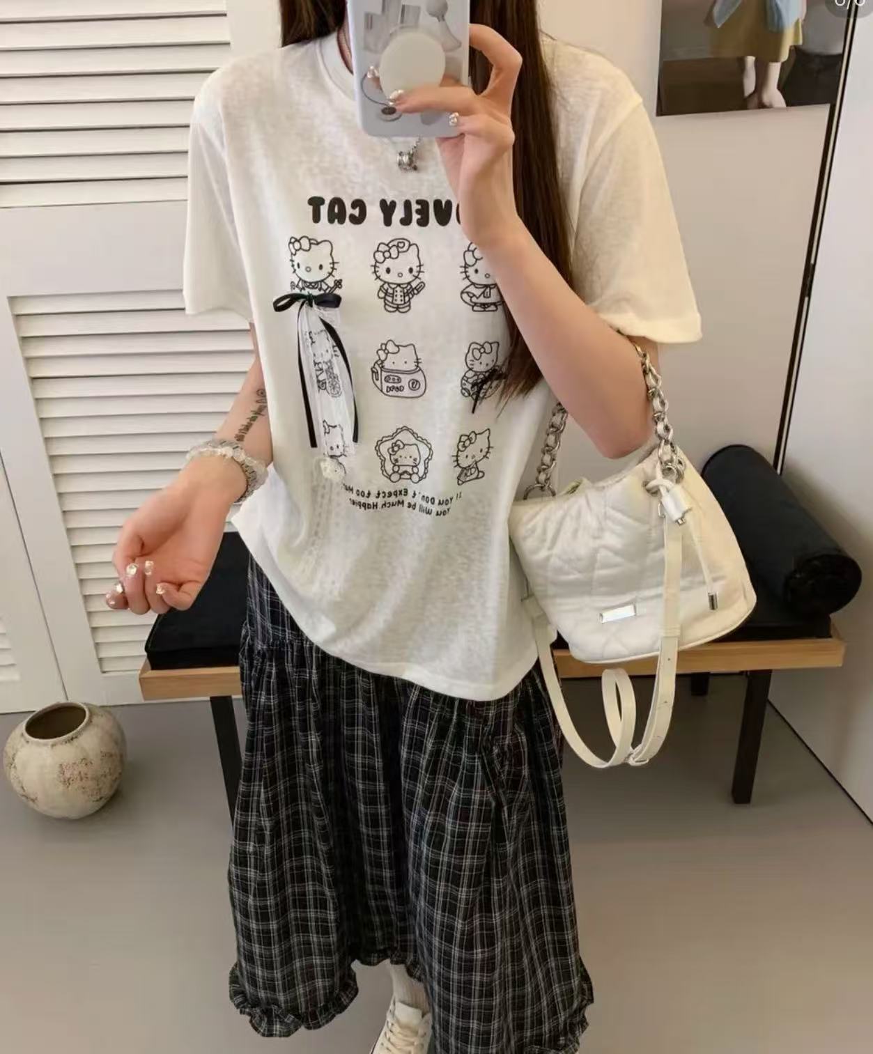 雪姐专属【101-200】夏季休闲百搭刺绣韩版女装短袖卡通时尚ins814