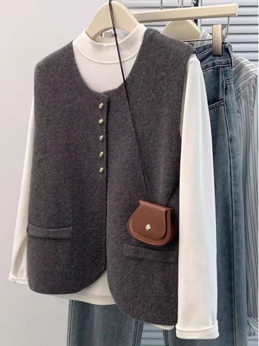 99针织高级感无袖短款叠穿马甲