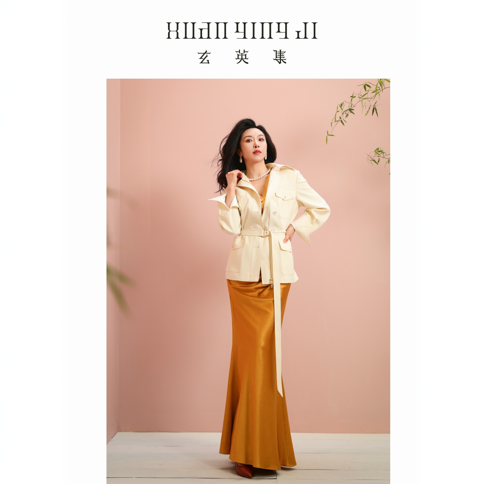 珍珠白 时髦经典品质精纺羊毛猎装夹克早春外套短风衣X24D062