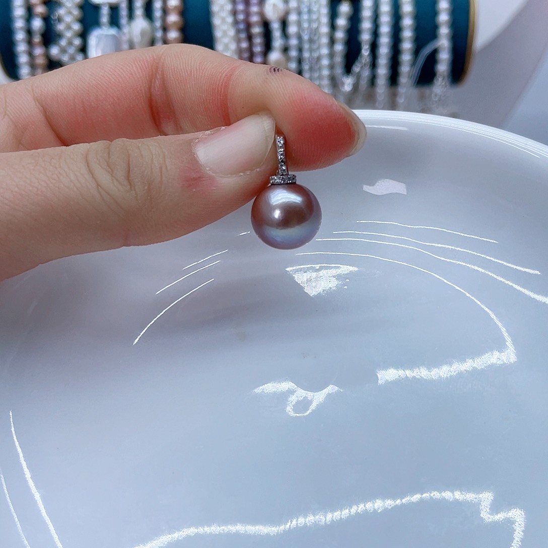 颈饰银S925镶嵌淡水珍珠厚**椰