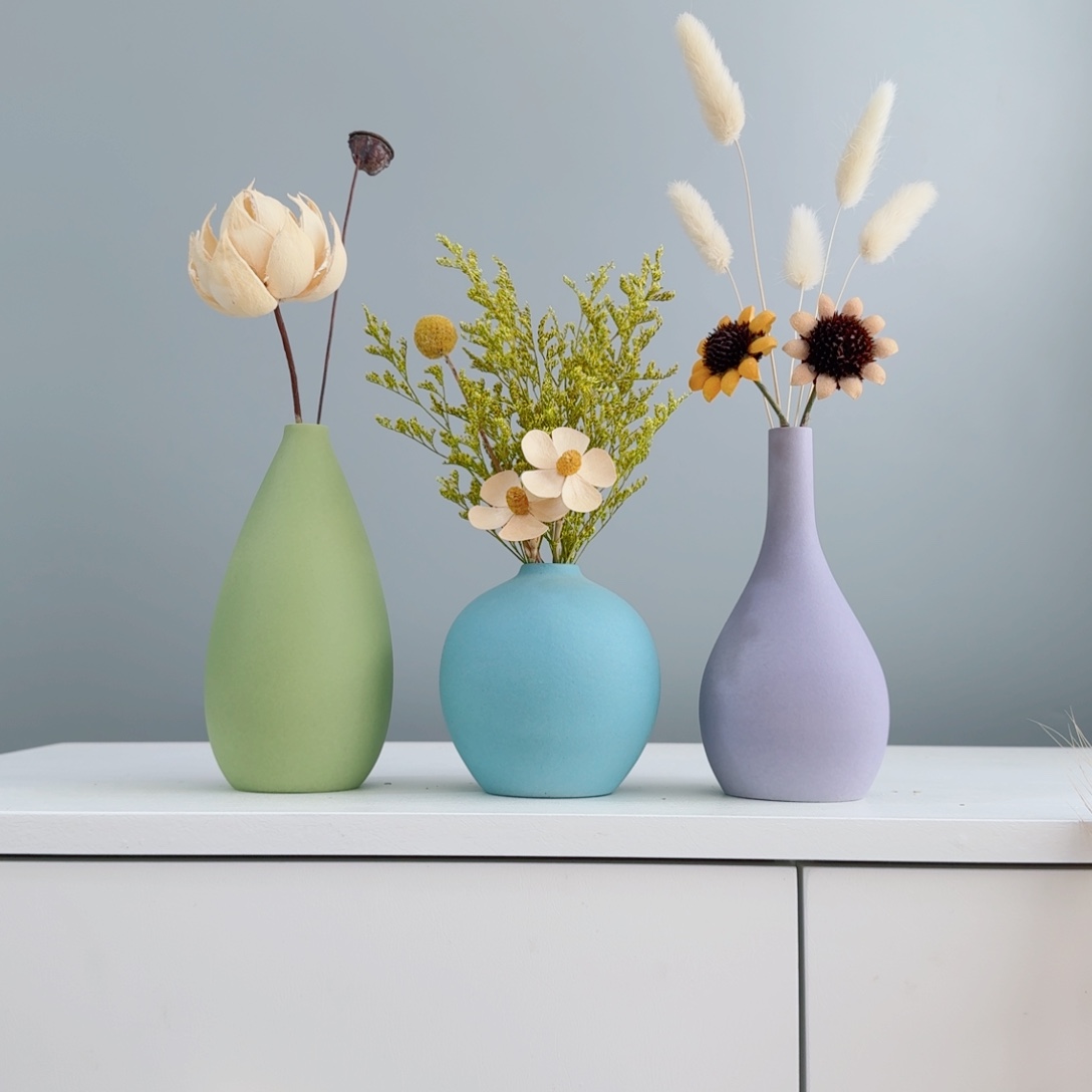 摆件陶瓷花瓶摆件含花总高约20-30cm