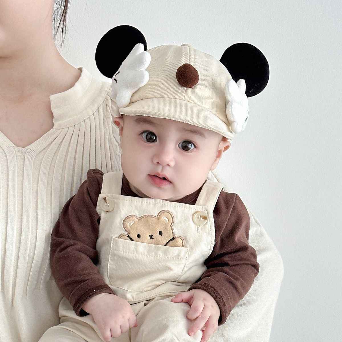 婴儿帽子春秋季可爱卡通耳朵男童女宝软檐棒球帽男宝防风韩版秋冬