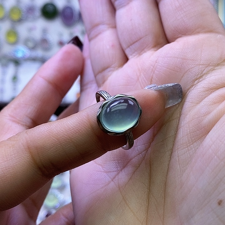 路***焙岫玉银S925镶嵌戒指