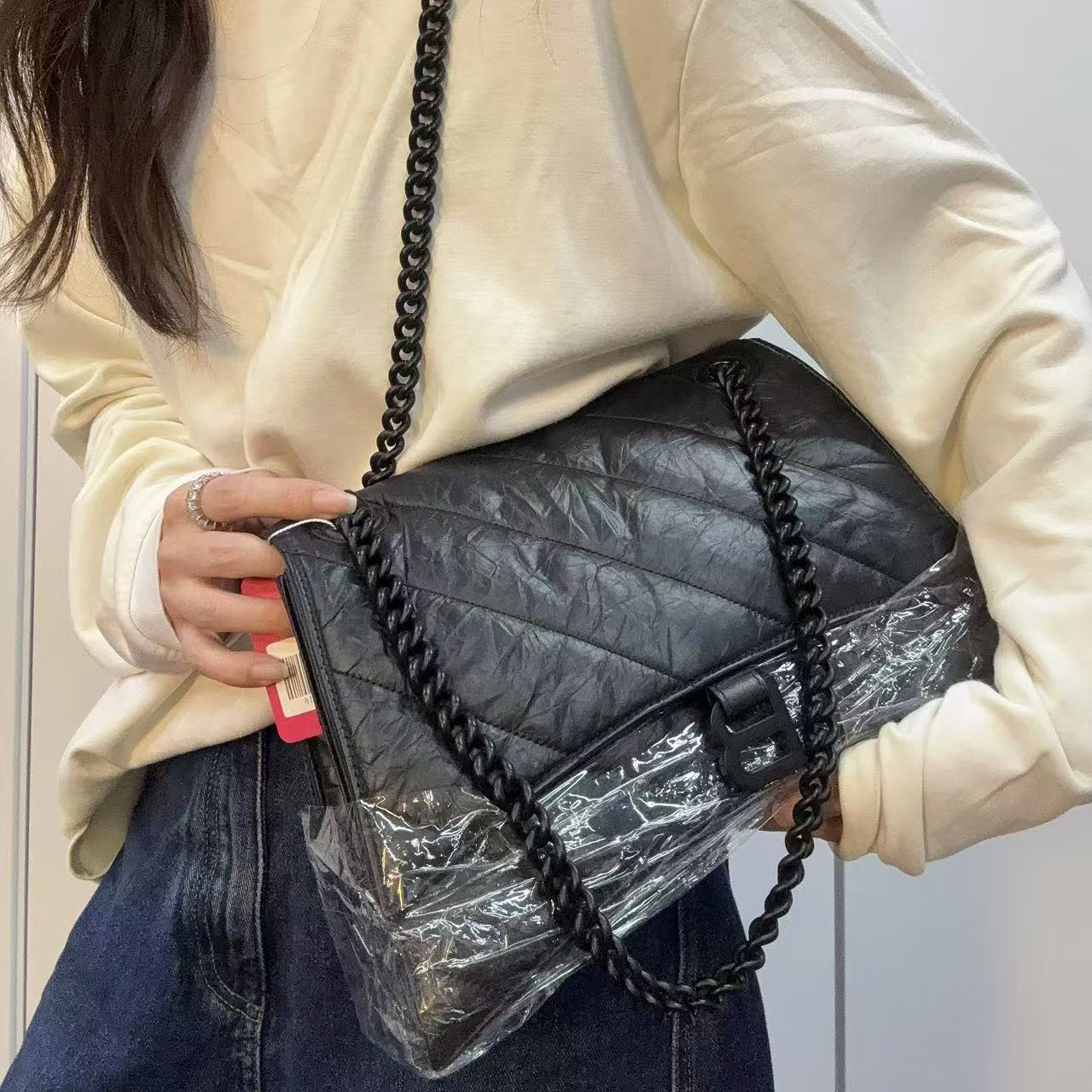 95新 Balenciaga/巴黎世家 【蕾】 93 0204 黑色crush单肩包