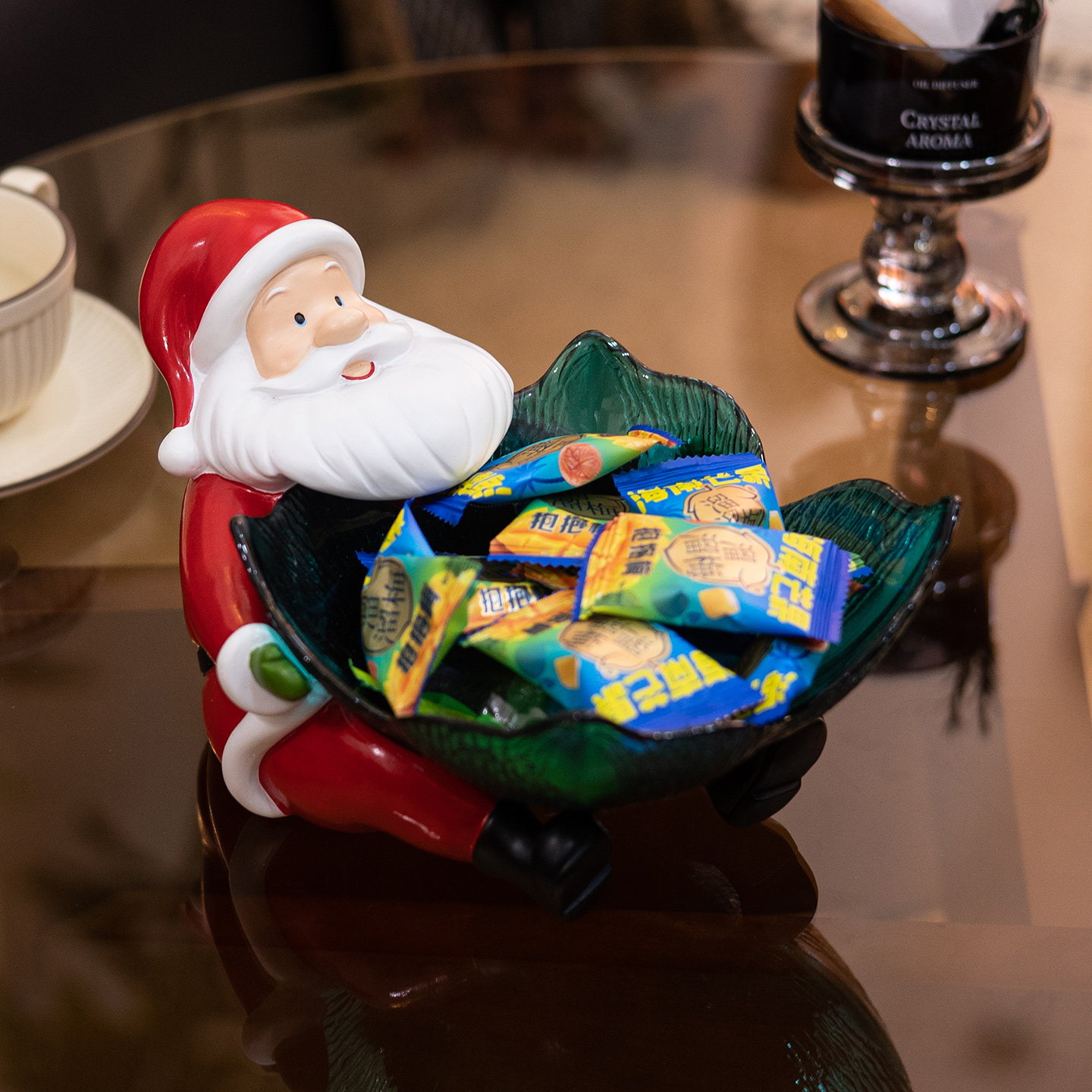 泉瀚圣诞老人托盘桌面收纳摆件家居客厅茶几装饰品摆设圣诞节礼品