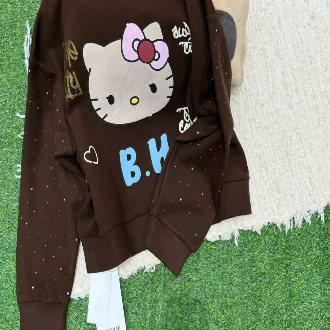 5707#深圳BOHAN秀秀家2025冬季新品满天星加绒卫衣圆领套头