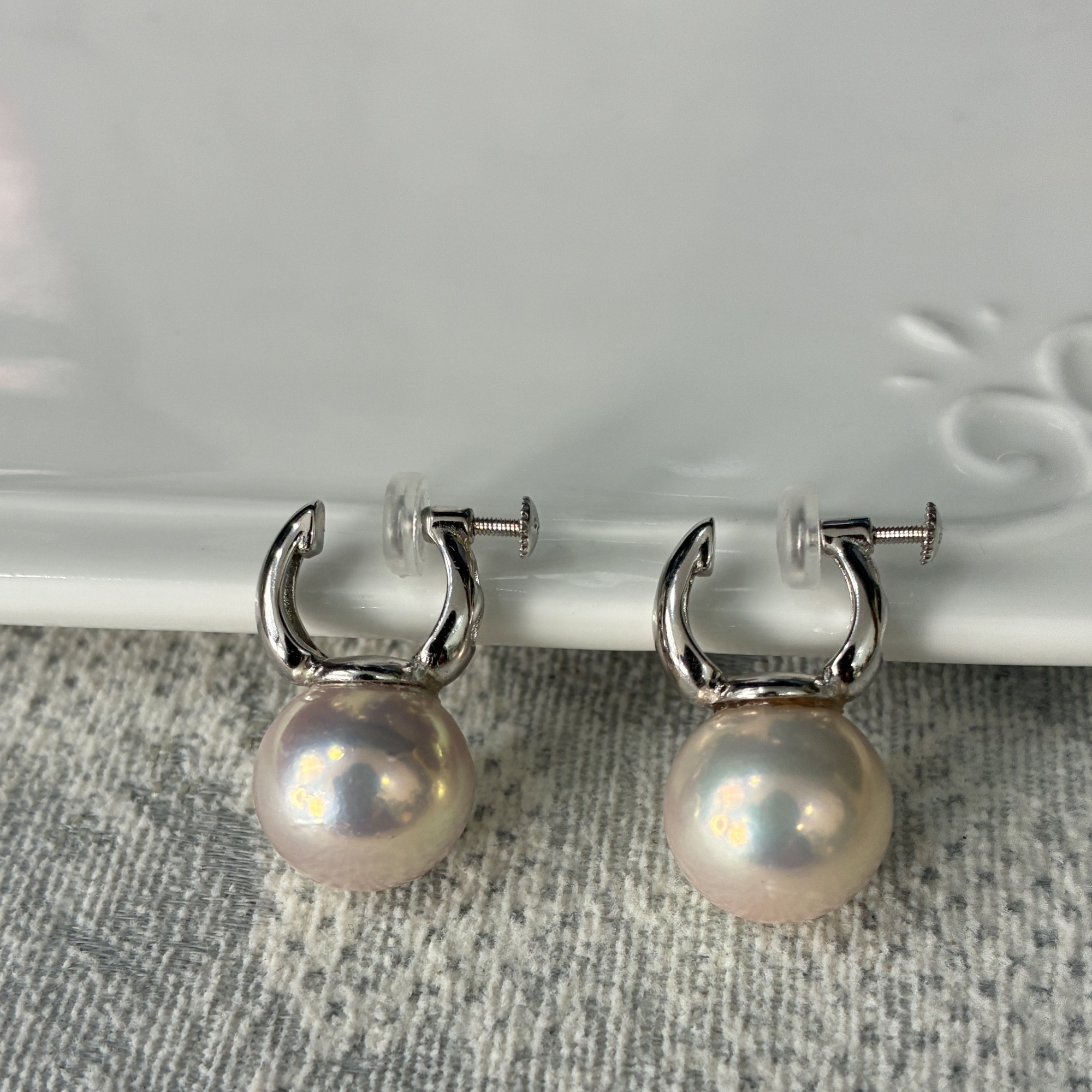 黎初s925银曼塔玫瑰淡水珍珠耳夹