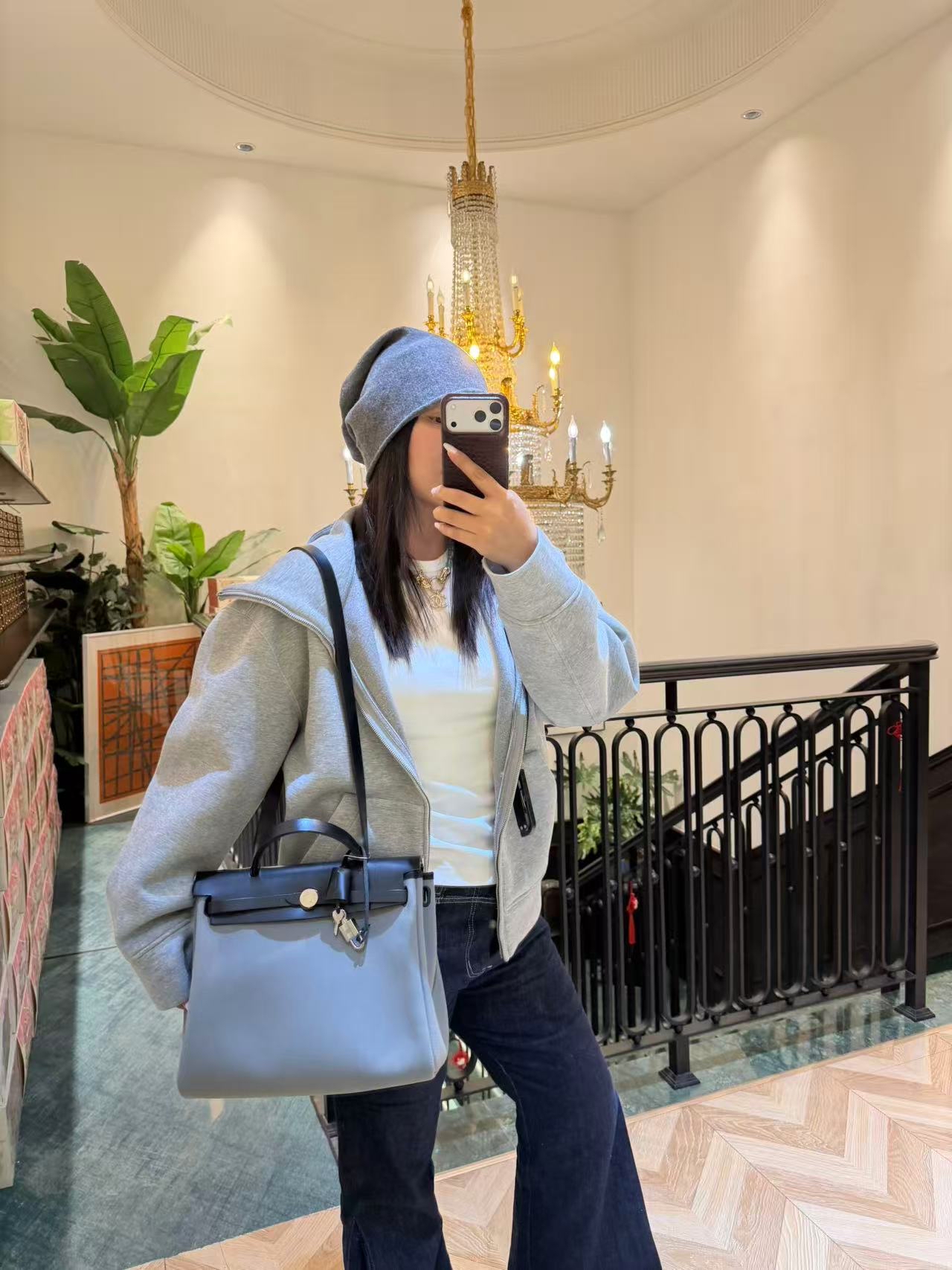 95新 Hermes/爱马仕 代卖服务！高级黑银配灰色herbag31 18518177