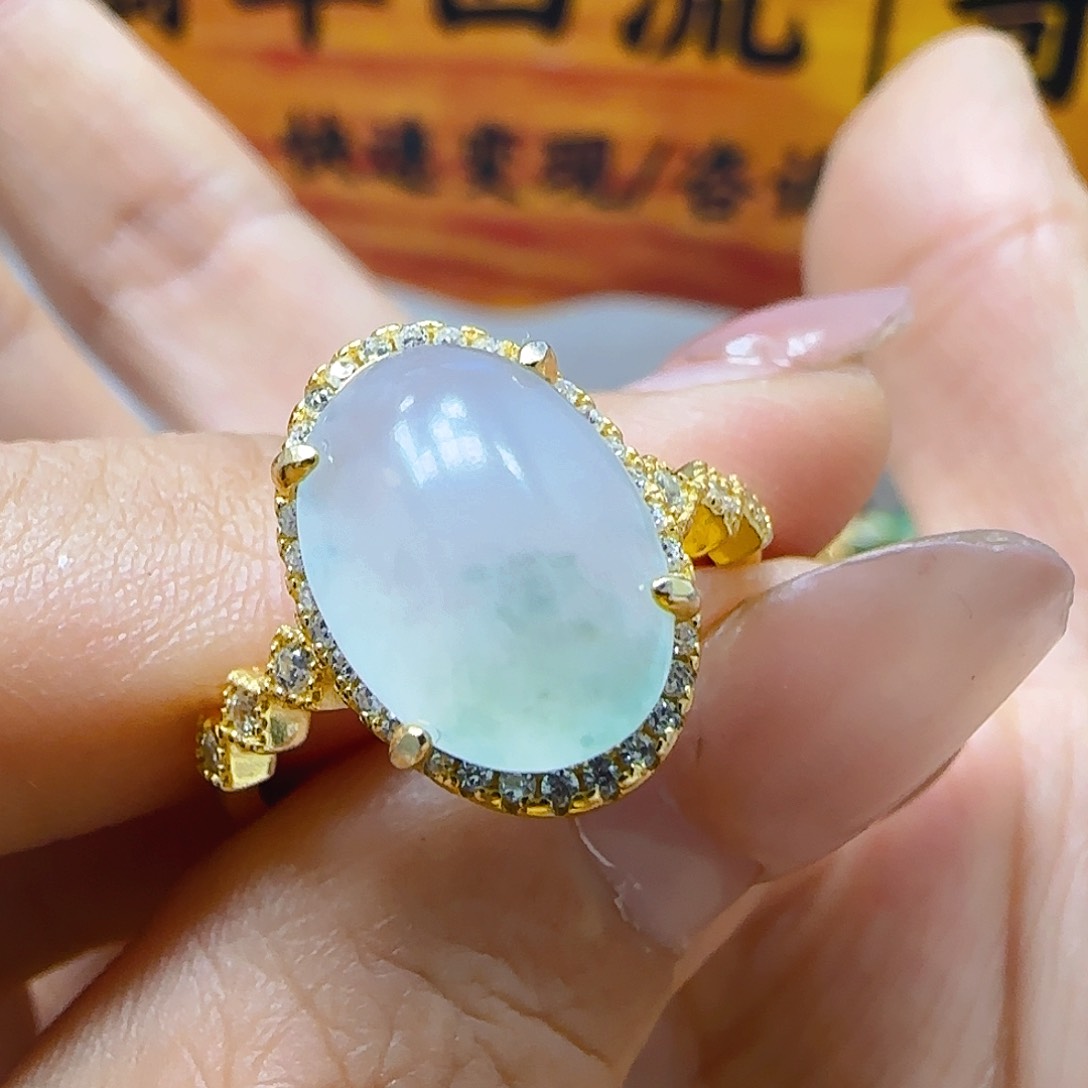 翡翠戒指银S925镶嵌翡翠150