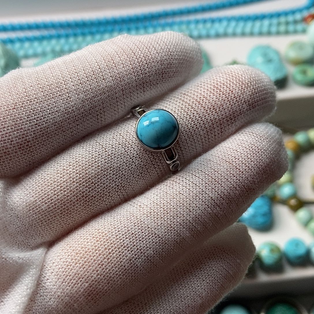 绿松石银S925镶嵌戒指