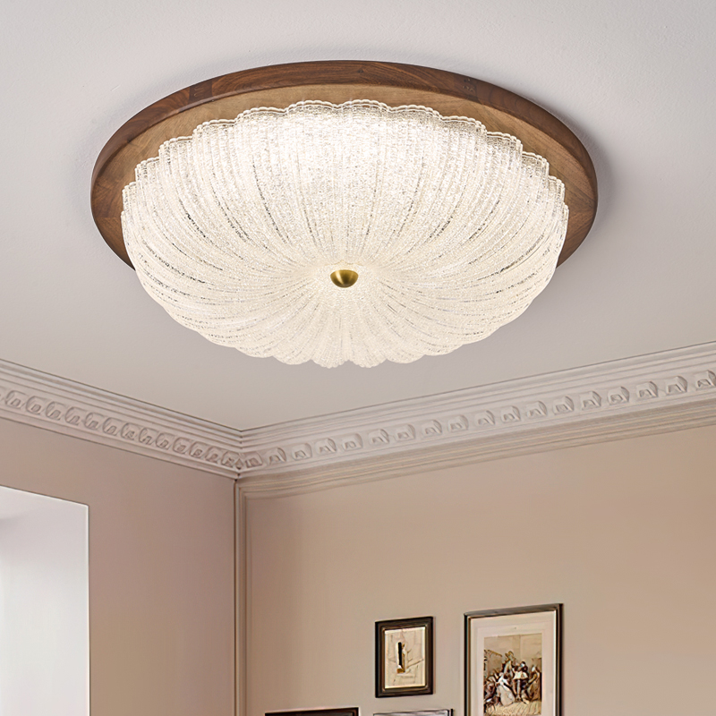 新中式吸顶灯简约仿古实木餐厅卧室灯中古风书房黑胡桃木灯具